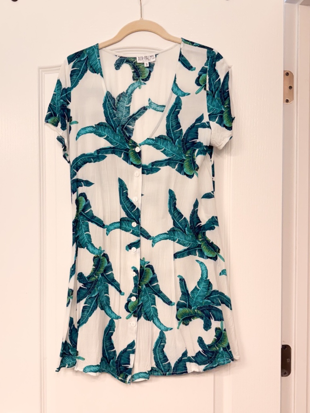 XIX Palms Cayman Errand Dress | Tropical Palm Print | Rayon | Size "3"